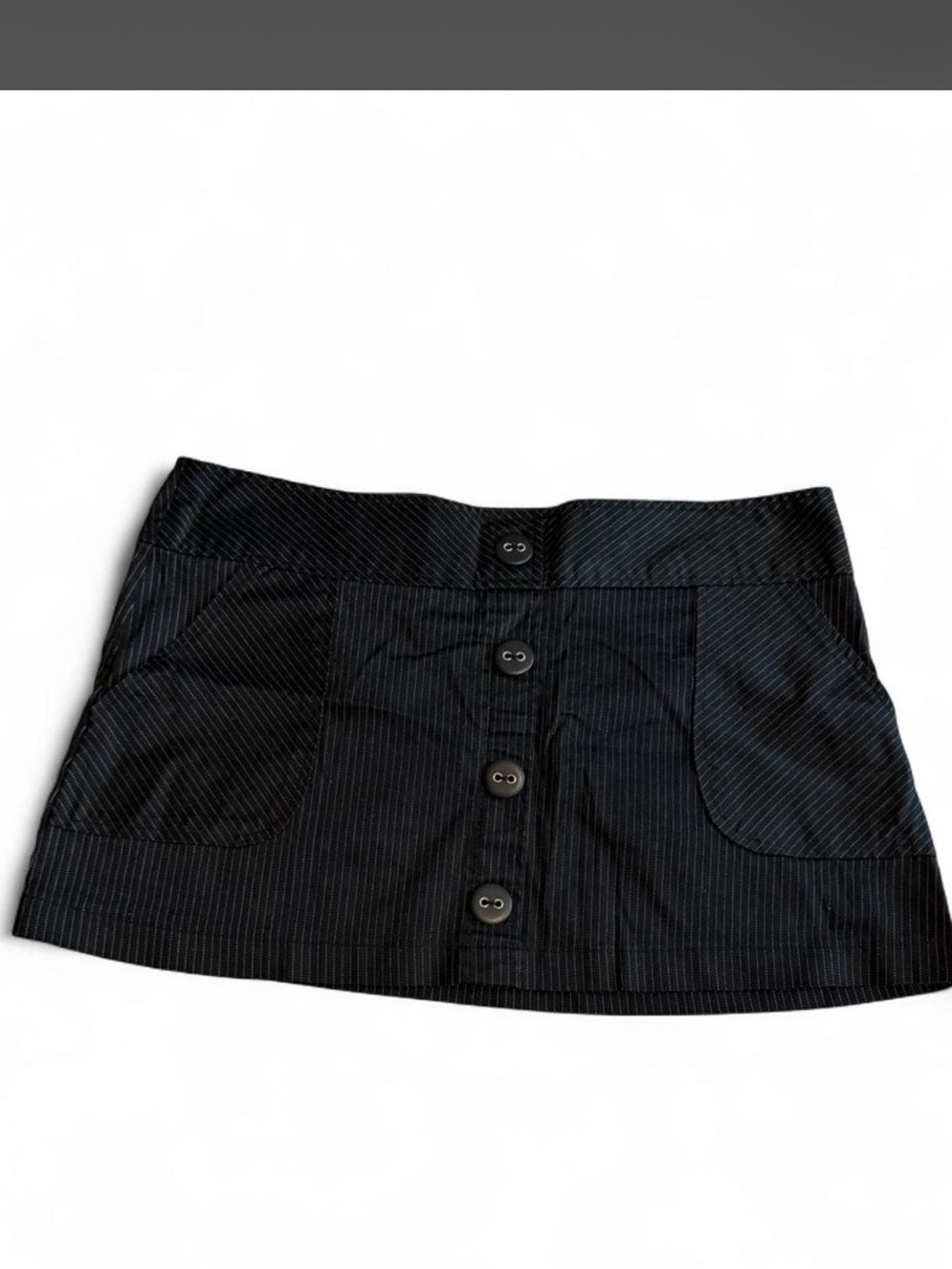 Soulmates Black Pinstriped Button-Front Mini Skirt